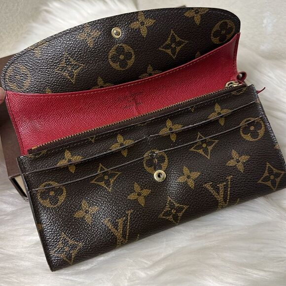 💯Authentic LOUIS VUITTON Monogram Emilie Wallet Red🍀 - Picture 13 of 15